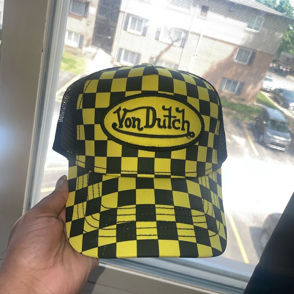NWT! Von Dutch Yellow Checkered Trucker Hat - Picture 5 of 5